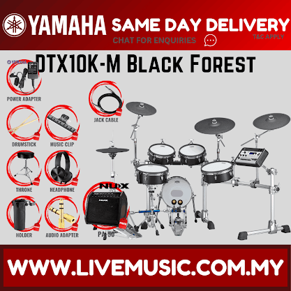 Yamaha DTX10K-M Electronic Drum Set With Amplifier And Drum Throne - Black Forest ( DTX10 / DTX10K / DTX10KM )