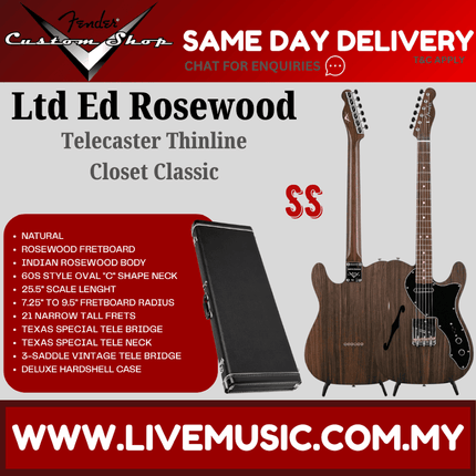 Fender Custom Shop Limited Edition Rosewood Telecaster Thinline Closet Classic, Natural