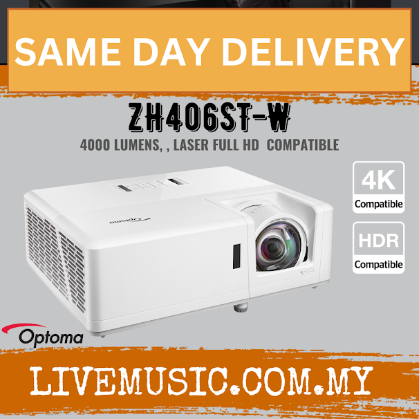 Optoma ZH406ST-W Bright short throw Laser Projector ( ZH406 ST W / ZH406STW )