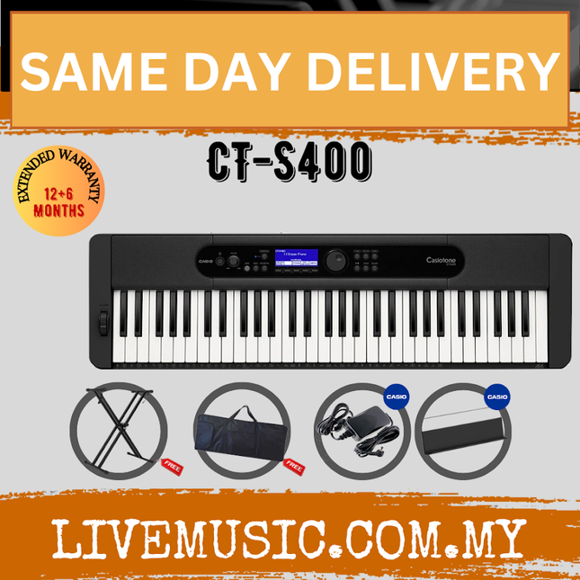 Casio CT-S400 61-key Ultra-Portable Arranger Keyboard w/Keyboard Stand - Black ( CTS400 / CT S400)
