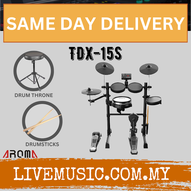 AROMA TDX-15S Digital Drum Set with Silicon Drum Pad, Snare & Kick Tower With Drumstick And Drum Throne (TDX 15S / TDX15S )