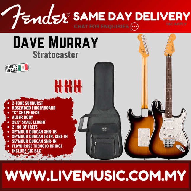 Fender Dave Murray Stratocaster Electric Guitar Rosewood Fretboard with Deluxe Gig Bag - 2-Tone Sunburst