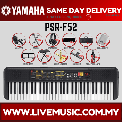 Yamaha PSR-F52 61 Keys Portable Keyboard Electronic Piano with Bench & Accessories ( PSRF52 / PSR F52 )