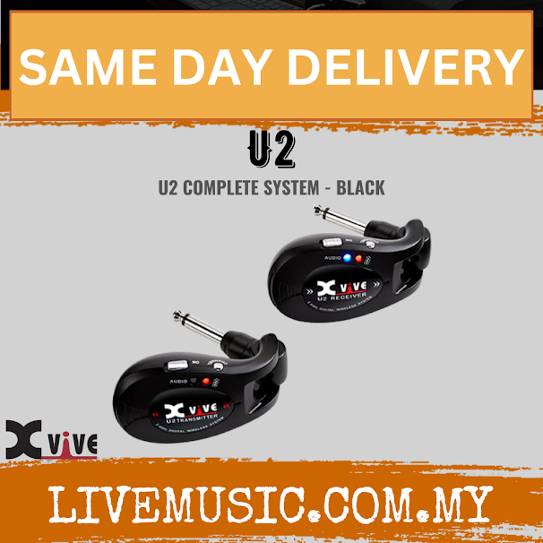Digital wireless guitar system, complete set, black transmitter and receiver