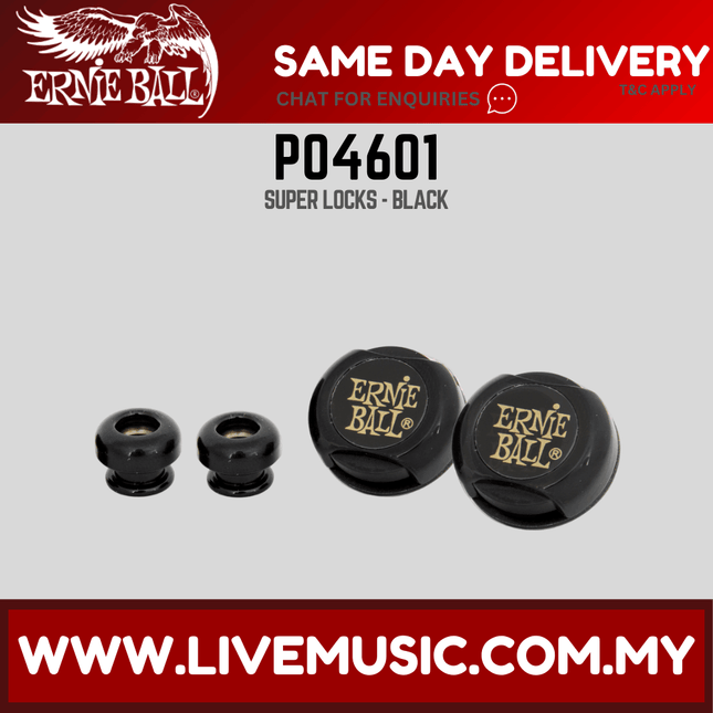 Ernie Ball 4601 Super Lock, Black, 2-pack
