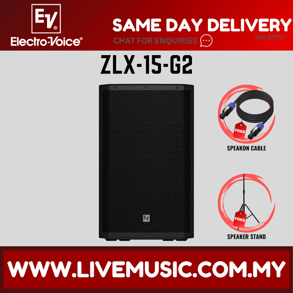 EV Electro-Voice ZLX-15 G2 1000W 15" Passive Speaker With Speaker Stand - Each (ZLX 15 ZLX15)