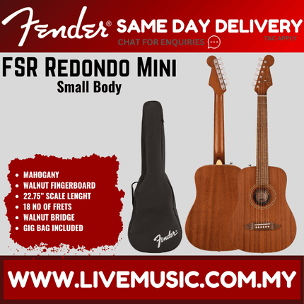 Fender FSR California Redondo Mini Guitar w/Bag, Mahogany