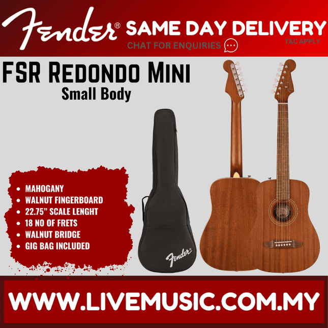 Fender FSR California Redondo Mini Guitar w/Bag, Mahogany