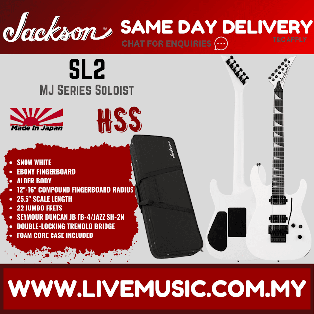Jackson MJ Series Soloist SL2 Electric Guitar, Ebony FB, Snow White