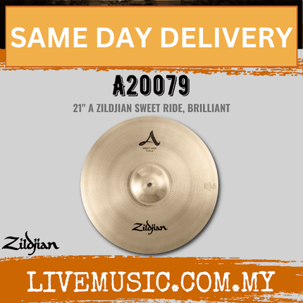 Zildjian 21" A Series Zildjian Sweet Ride - Brilliant Cymbal (A20079)