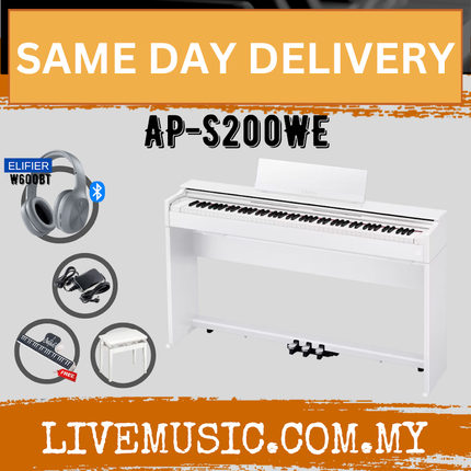 Casio AP-S200 88 Key Celviano Digital Piano w/Bench, Headphone & Accessories - White ( APS200 AP S200 ) Replace AP-470 AP470
