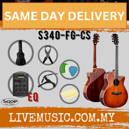 Sqoe S340-FG Solid Spruce Top 41Inch Acoustic-Electric Guitar w/Bag, Strap, Capo, Pick - Classic Burst ( S340 FG S340FG )