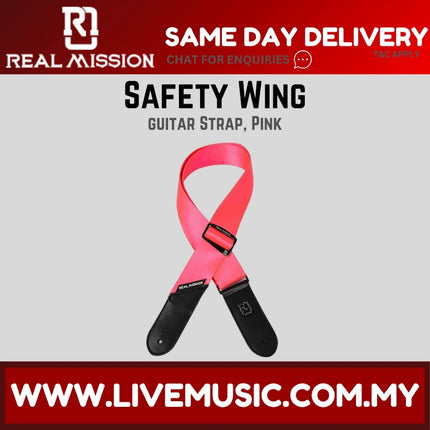 Real Mission Safety Wings Guitar Strap - Black / Blue / Green / Grey / Orange / Pink