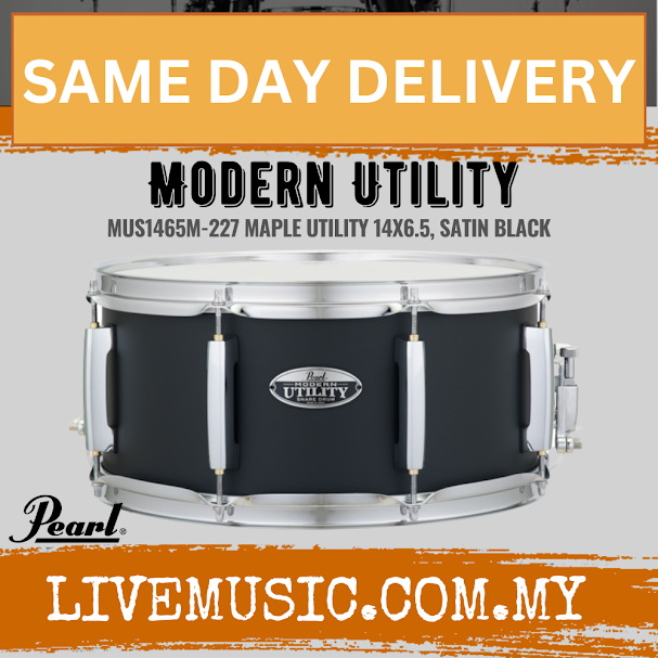 Pearl  MUS1465M/227 14" x 6.5" Modern Utility Maple Snare Drum - Satin Black