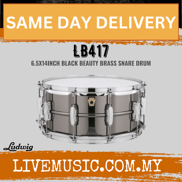 Ludwig LB417 6.5x14inch Black Beauty Snare Drum, Smooth Shell, Imperial Lugs
