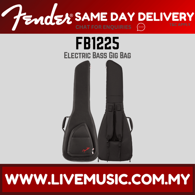 Fender FB-620 electric bass gig bag, black padded shell with side straps