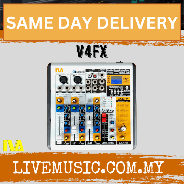 IVA V4FX 2 Mic 1 Stereo Mixer c/w FX, USB Pendrive In & Bluetooth ( V4 FX / V4-FX )