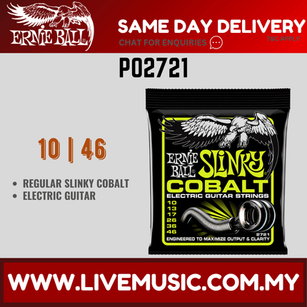 Ernie Ball 2721 Regular Slinky Cobalt Electric Guitar Strings, 10-46 Gauge