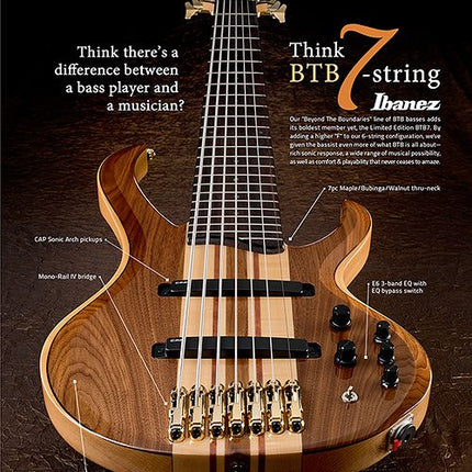 Ibanez Standard BTB747 7-String Electric Bass Guitar - Natural Low Gloss (BTB747-NTL)