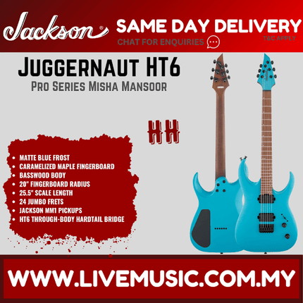 Jackson Pro Series Signature Misha Mansoor Juggernaut HT6 Electric Guitar - Matte Blue Frost