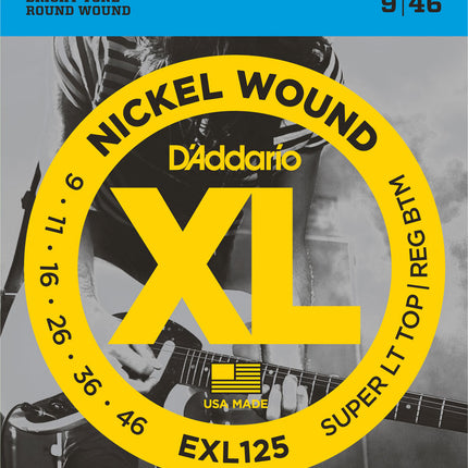 D'Addario EXL125 - Nickel Wound Electric Strings, Super Light Top/ Regular Bottom (9-46)(DAddario)