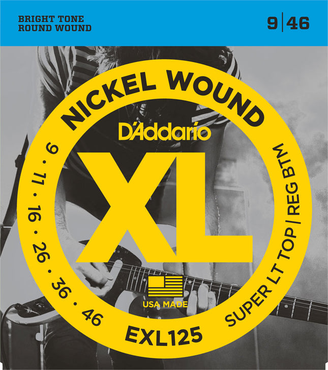 D'Addario EXL125 - Nickel Wound Electric Strings, Super Light Top/ Regular Bottom (9-46)(DAddario)
