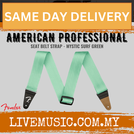 Fender Am Pro Seat Belt Guitar Strap, 2-inch, Mystic Surf Green