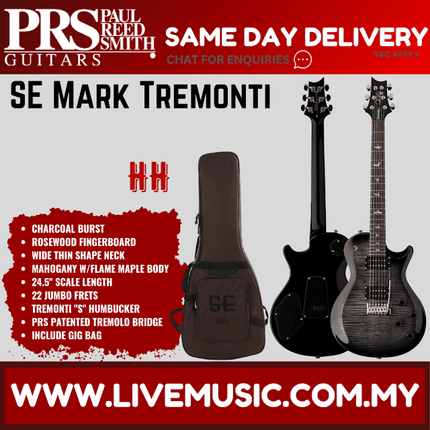 PRS SE Mark Tremonti Electric Guitar with Bag - Charcoal Burst