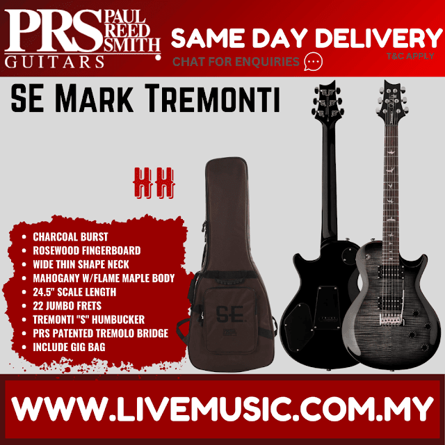 PRS SE Mark Tremonti Electric Guitar with Bag - Charcoal Burst