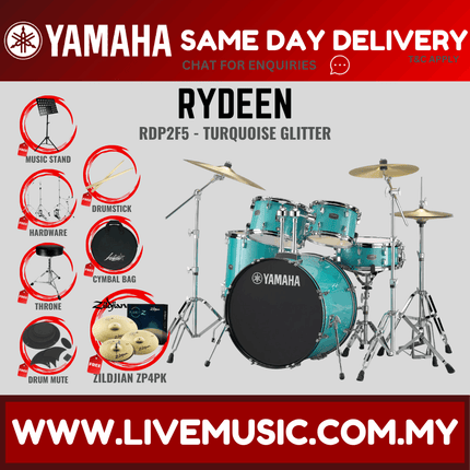Yamaha Rydeen 5-piece RDP2F5 Acoustic Drum Set with Zildjian ZP4PK Planet Z Cymbal Set/Drum Mute/Drumsticks/Drum Stool ( RDP2F5 )