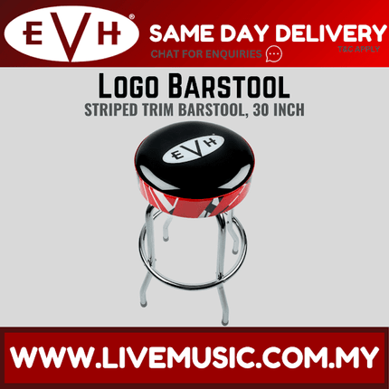 EVH Logo Barstool with Striped Trim, 30 Inch