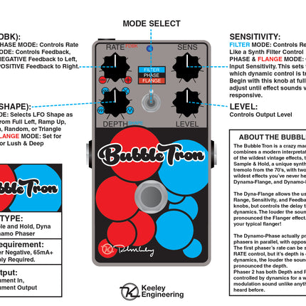 Keeley Bubble Tron Dynamic Flanger Phaser Guitar Effects Pedal