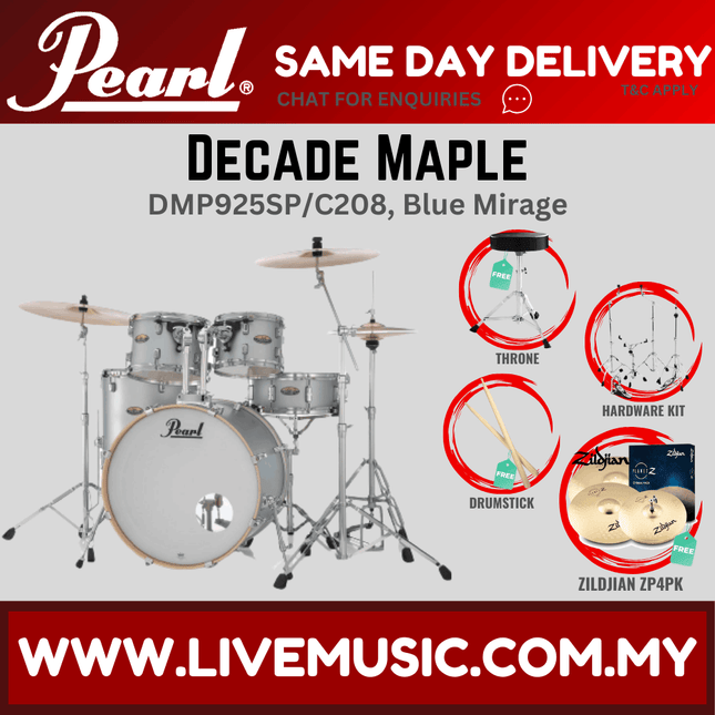 Pearl Decade Maple DMP925SP/C 5-Piece Drum Set with Zildjian ZP4PK Cymbals Set and Hardware