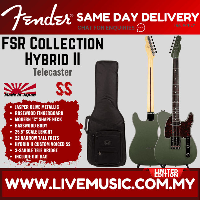 Telecaster electric guitar in jasper olive metallic green with gig bag