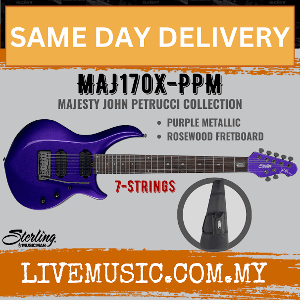 Sterling MAJ170X-PPM John Petrucci Majesty Series 7-string Electric Guitar, Purple Metallic ( MAJ170X PPM / MAJ170XPPM )