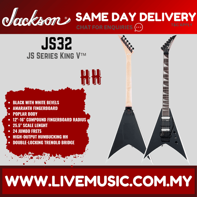 Jackson JS32 King V - JS Series Electric Guitar Amaranth Fretboard - Black with White Bevels (JS-32/JS 32-King V)