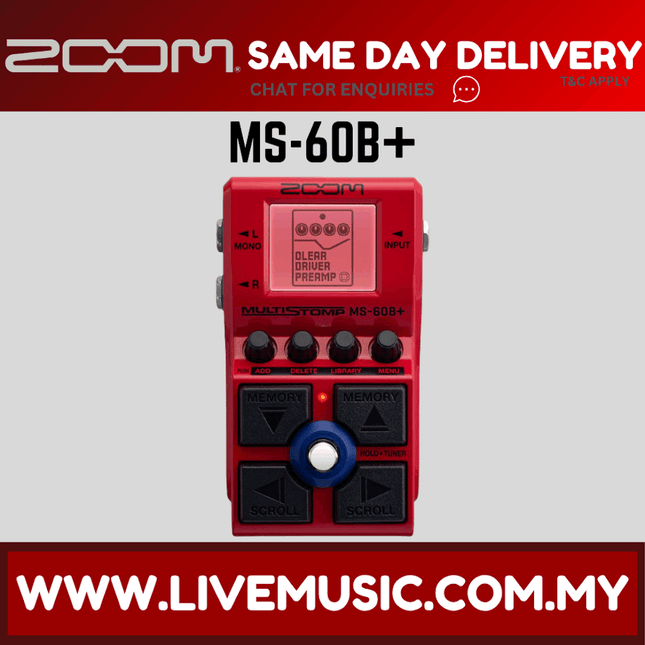Zoom MS-60B+ MultiStomp Multi-FX Bass Pedal ( MS60B / MS60B+ )-MS-60B+