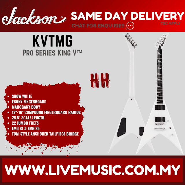 Jackson Pro Series King V KVTMG Electric Guitar, Ebony FB, Snow White