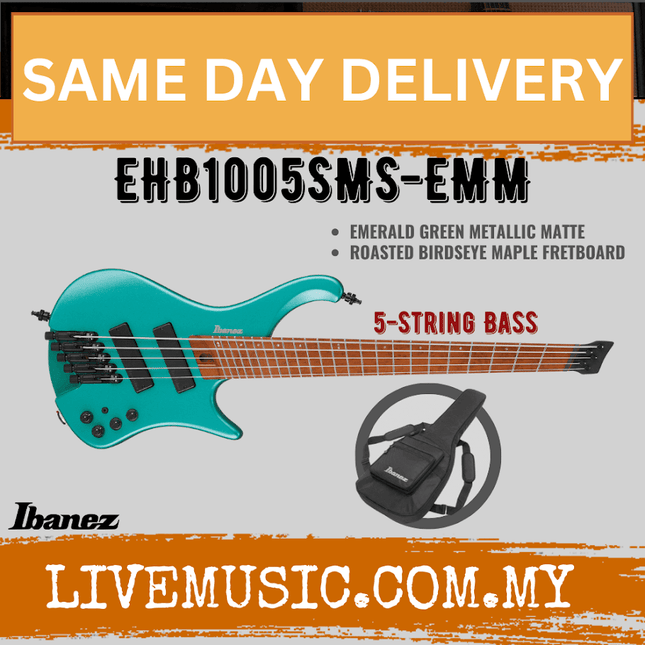 Ibanez Bass Workshop EHB1005SMS-EMM 5-String Electric Bass w/Gig Bag, Emerald Green Metallic Matte ( EHB1005SMS EMM / EHB1005SMSEMM )