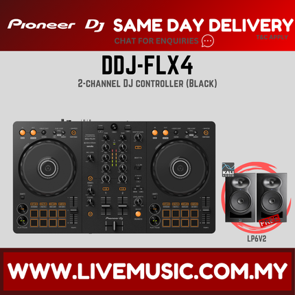 Pioneer DJ DDJ-FLX4 2-deck Rekordbox and Serato DJ Controller With Case - Black / White ( DDJ FLX4 / DDJFLX4 )