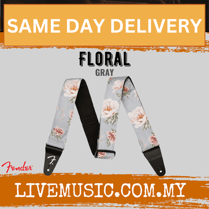 Fender Floral Guitar Strap, Gray