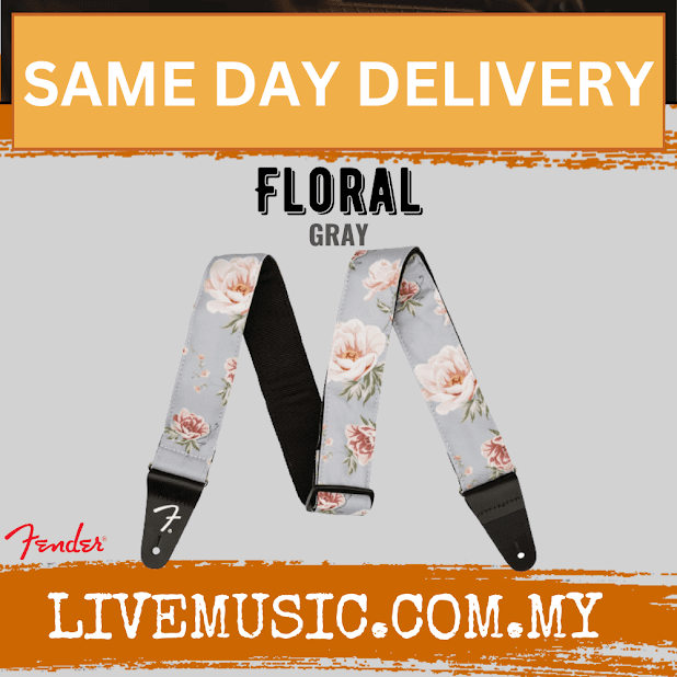 Fender Floral Guitar Strap, Gray