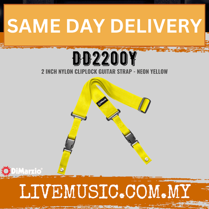 DiMarzio DD2200 2'Inch Cliplock Guitar Strap - Yellow (DD2200-Y/DD2200 Y)