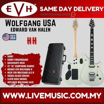 EVH Wolfgang USA Edward Van Halen Signature Electric Guitar, Ivory