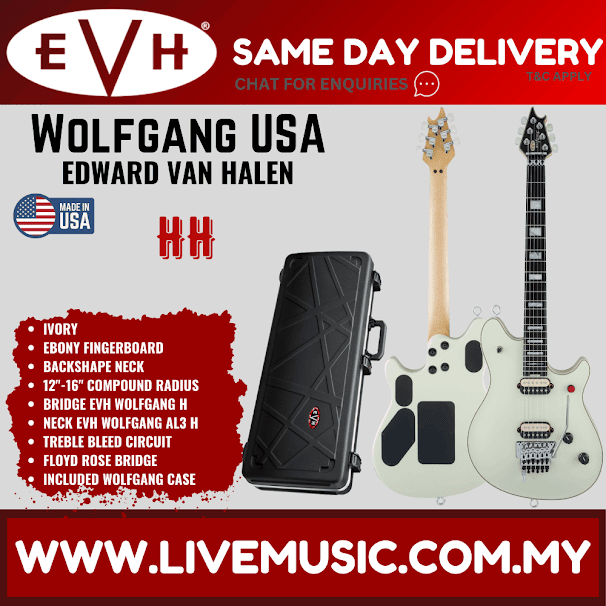 EVH Wolfgang USA Edward Van Halen Signature Electric Guitar, Ivory