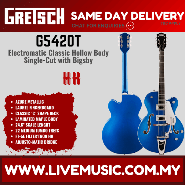 Gretsch Electromatic hollow body single-cut electric guitar, Azure Metallic with Bigsby