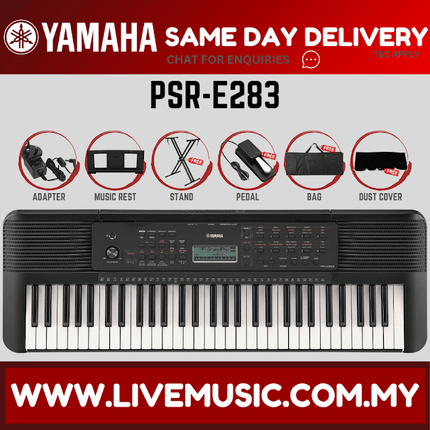 Yamaha PSR-E283 61-Keys Keyboard w/Keyboard Bag, Keyboard Stand, Sustain Pedal ( PSR E283 PSRE283 ) Replacement PSR E273