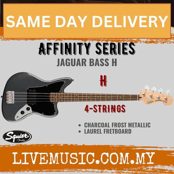 Squier Affinity Series Jaguar Bass Guitar, Laurel Fretboard - Charcoal Frost Metallic