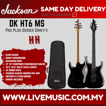 Jackson Pro Plus Series Dinky MDK MS HT6 Electric Guitar, Gloss Black