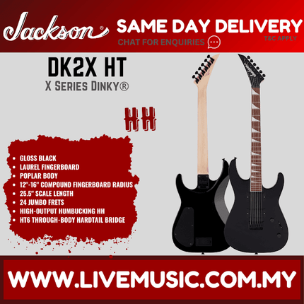 Jackson X Series Dinky DK2X HT Electric Guitar, Laurel FB, Gloss Black